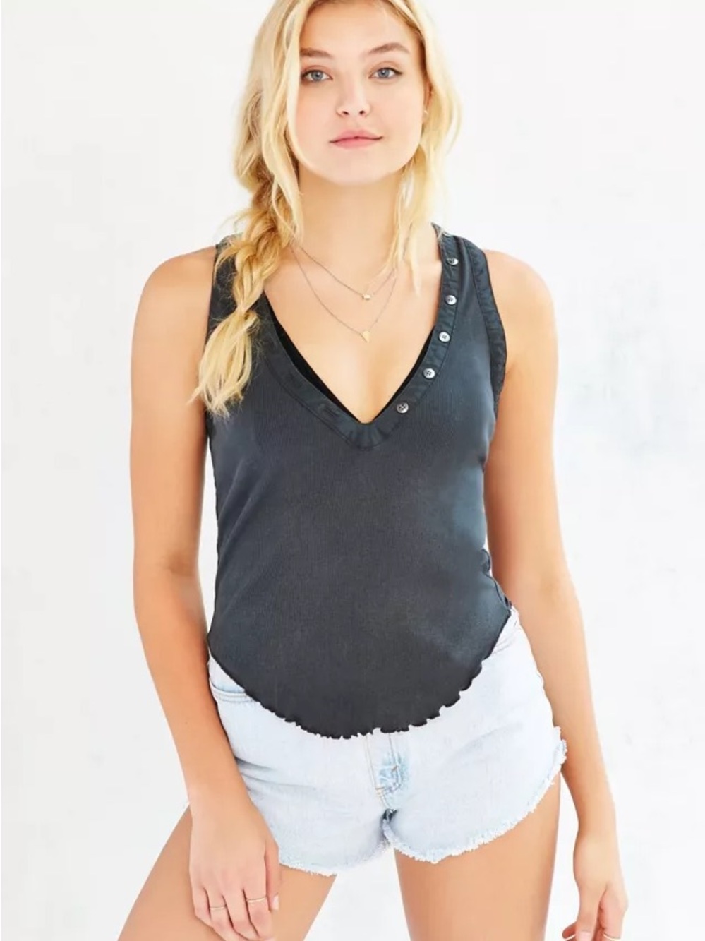 Rare CXM Henley Racerback Tank Top